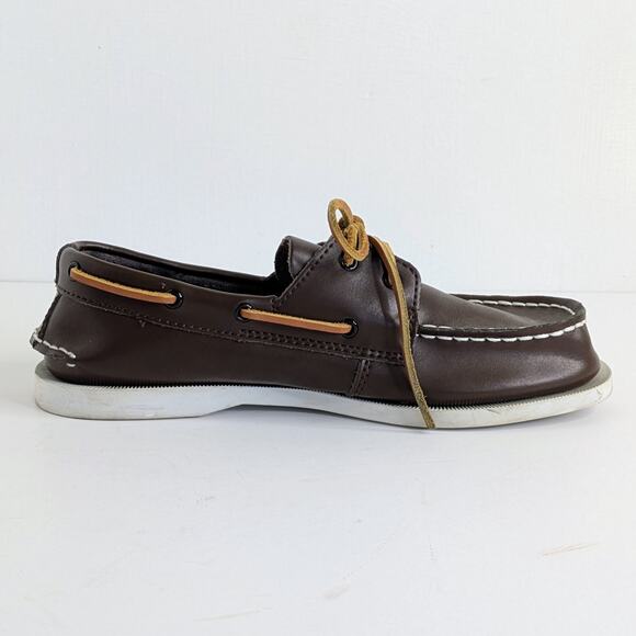 Sperry Boat Shoes EU 37.5 Brown Leather Original 2 Eye Lace Up Flats Round Toe - Picture 7 of 13